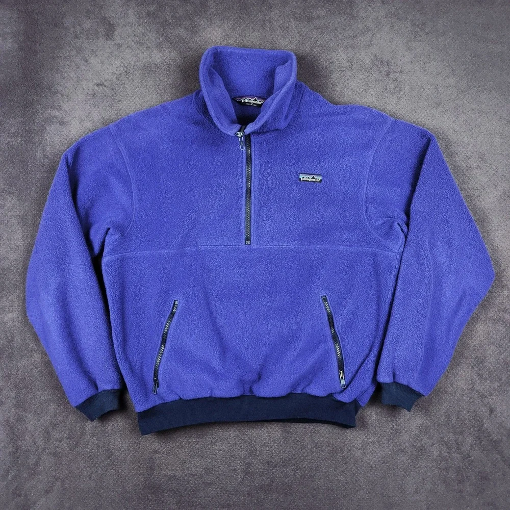 Vintage Patagonia Synchilla 1/2 Zip Fleece Jacket Mens Large Blue USA Made 25301